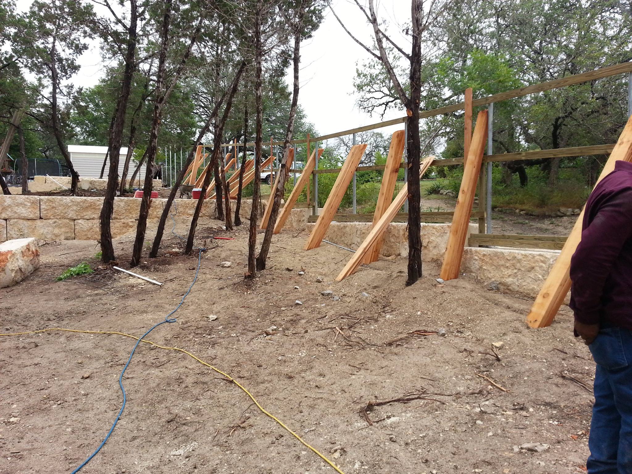 Fence Installation on Retaining Wall — Central Texas
