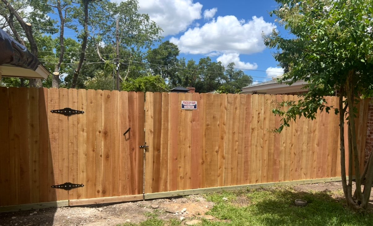 Cedar Fence with Gate and Signage — Temple, TX